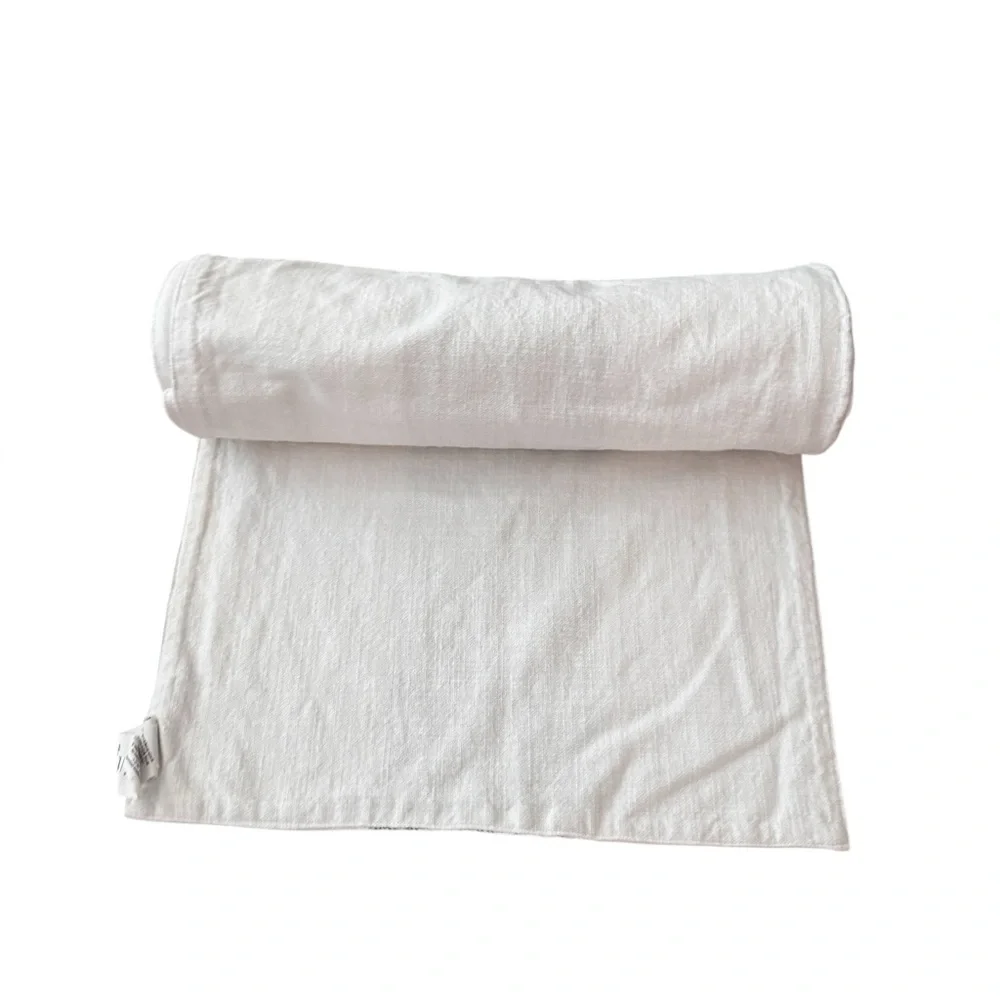 NEW Williams Sonoma White & Green Striped 100% Cotton Table‎ Runner 16x108